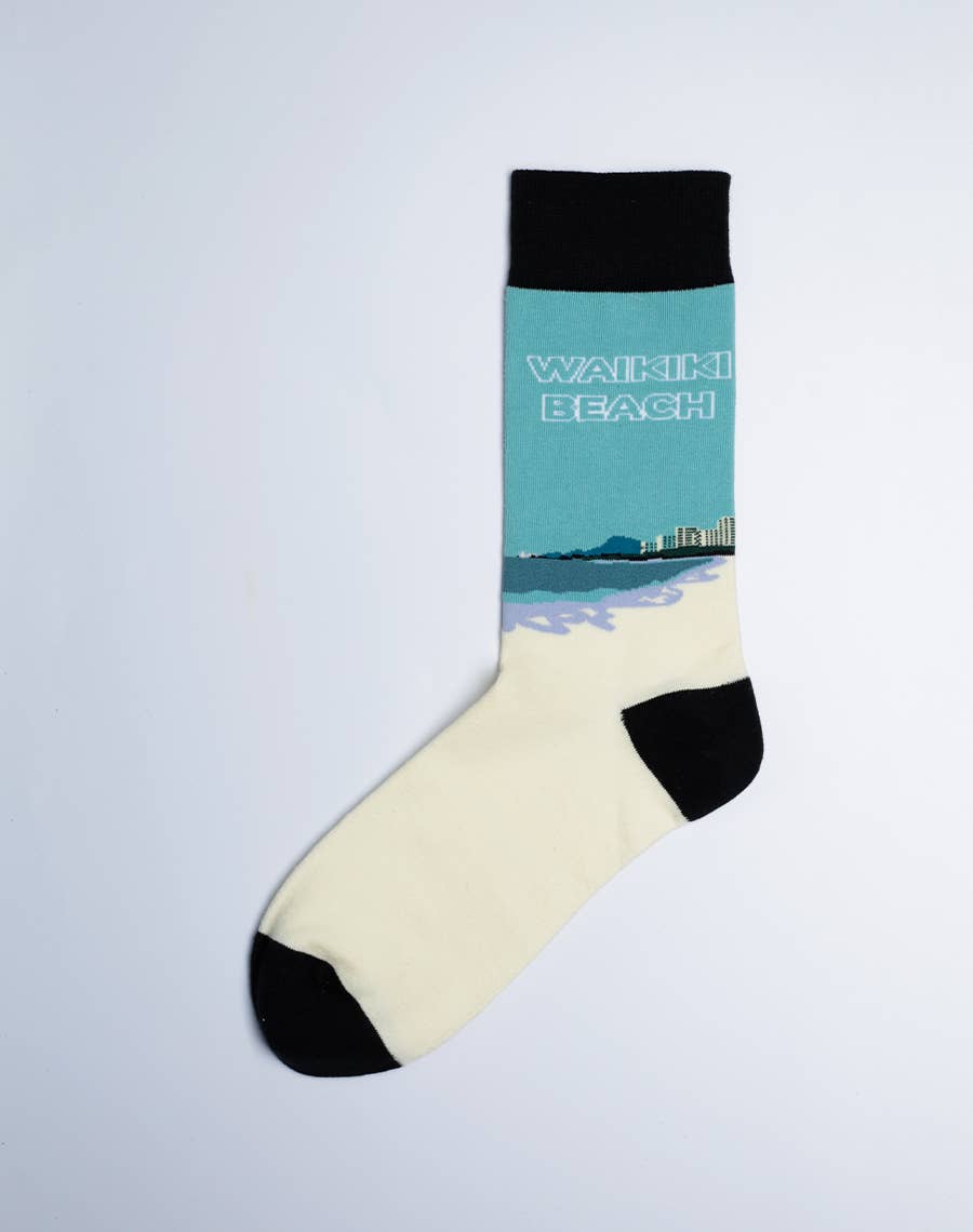 Just Fun Socks - Wholesale Socks - Men's - Men's Waikiki Beach Hawaii Crew Socks1