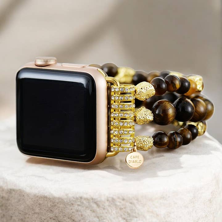 Tiger Eye Gleam Stretch Apple Watch Strap for wholesale by Cape Diablo