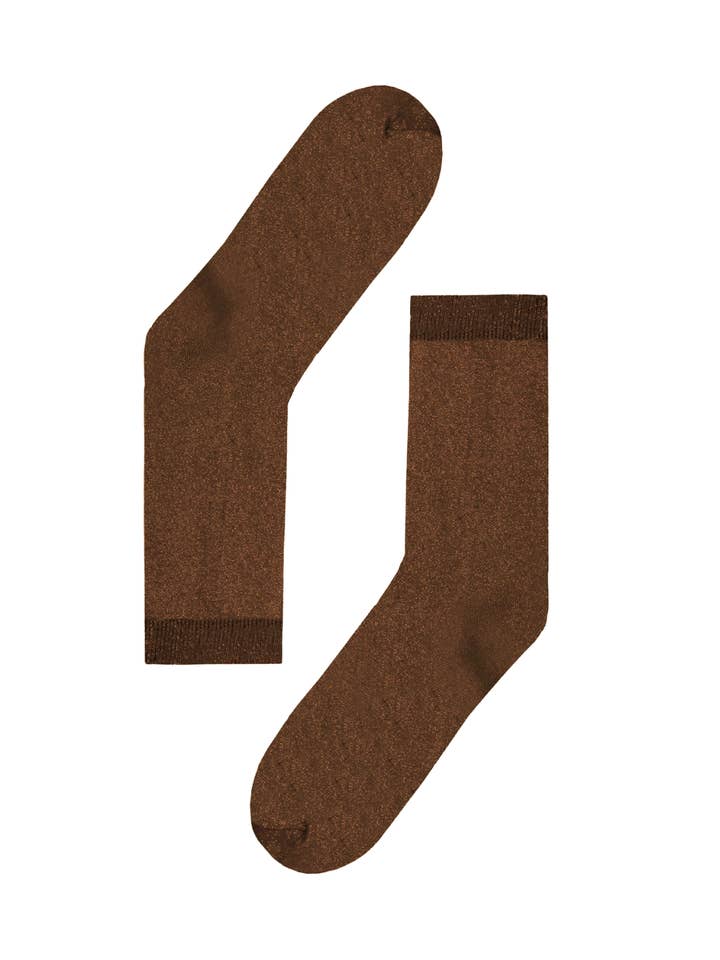 Calzini Basic Marrone Glitter per la vendita all'ingrosso da parte di PINNED by K