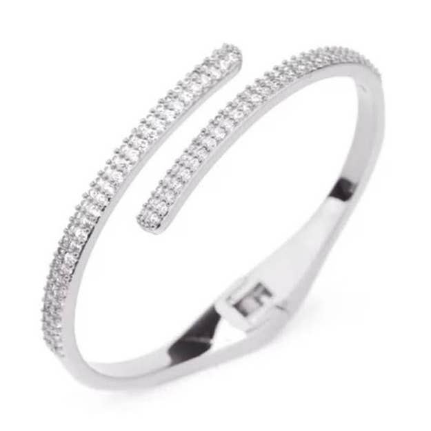 Diamond Veneer Travel Jewelry - Vendita all'ingrosso Bracciale a polsino - Cinturino a cerniera in acciaio inossidabile con zirconia cubica Face of Zirconite2