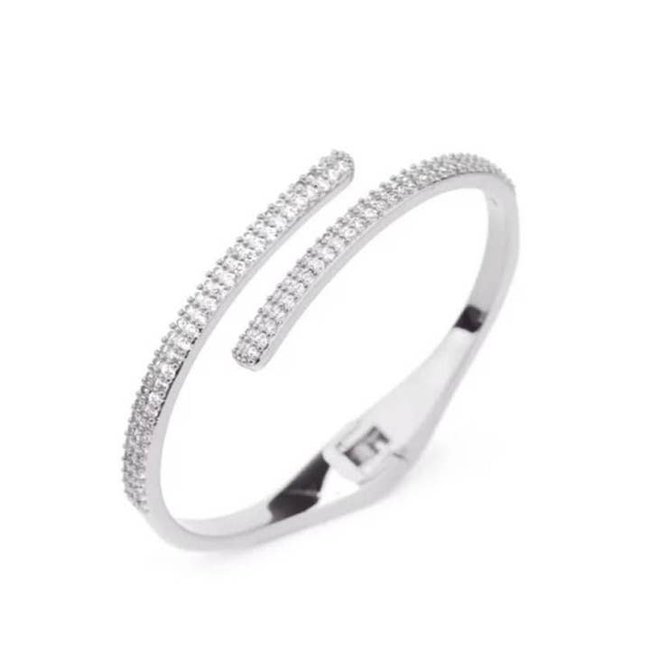 Diamond Veneer Travel Jewelry - Wholesale Cuff Bracelet - Face off Zirconite Cubic Zirconia stainless Steel hinged Ban