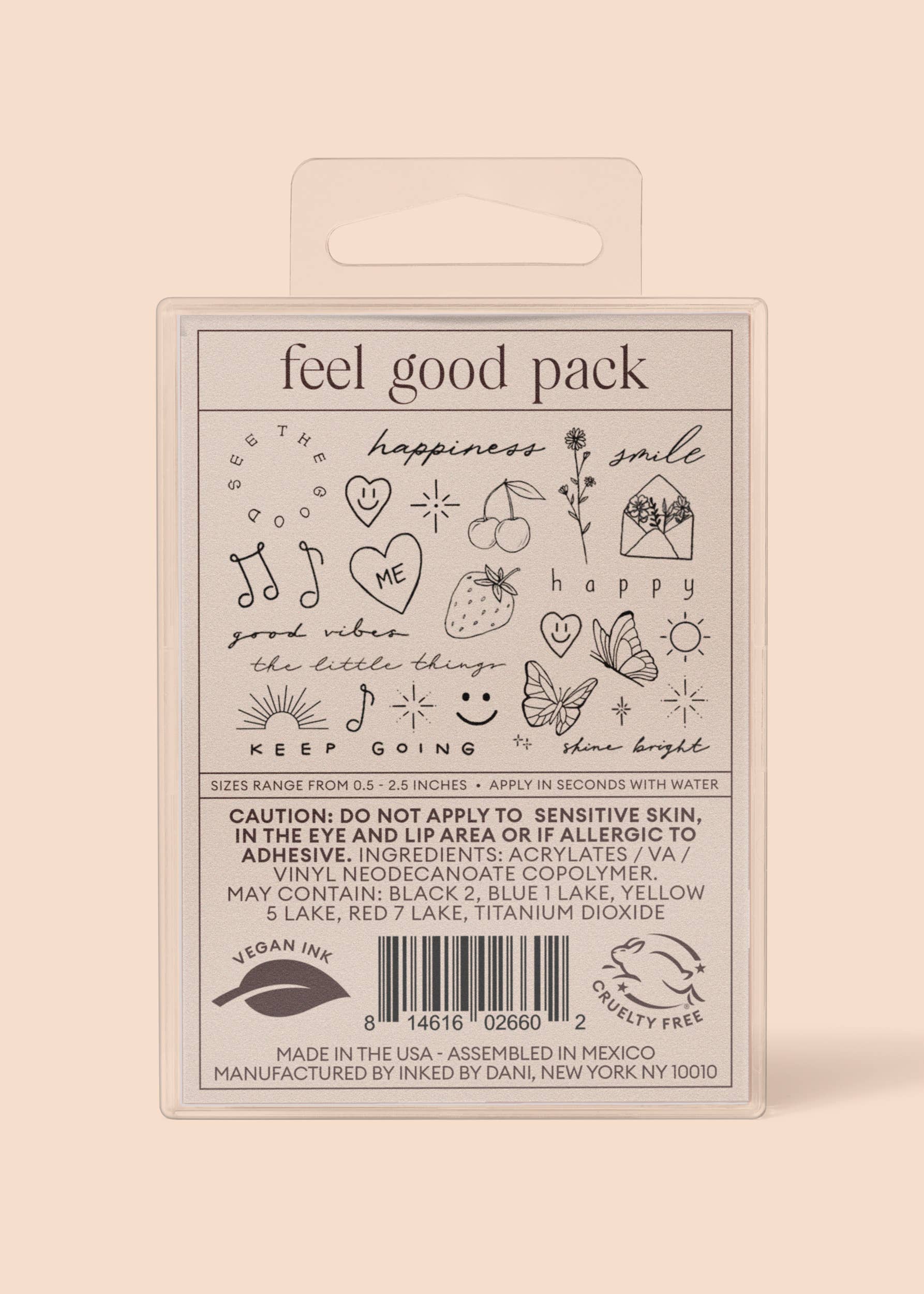 INKED by Dani - Wholesale Temporary Tattoo - Feel Good Temporary Tattoo Pack15
