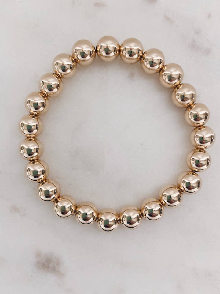 14k Gold Filled Beaded Bracelet - 8mm for wholesale by Mac and Ry Jewelry