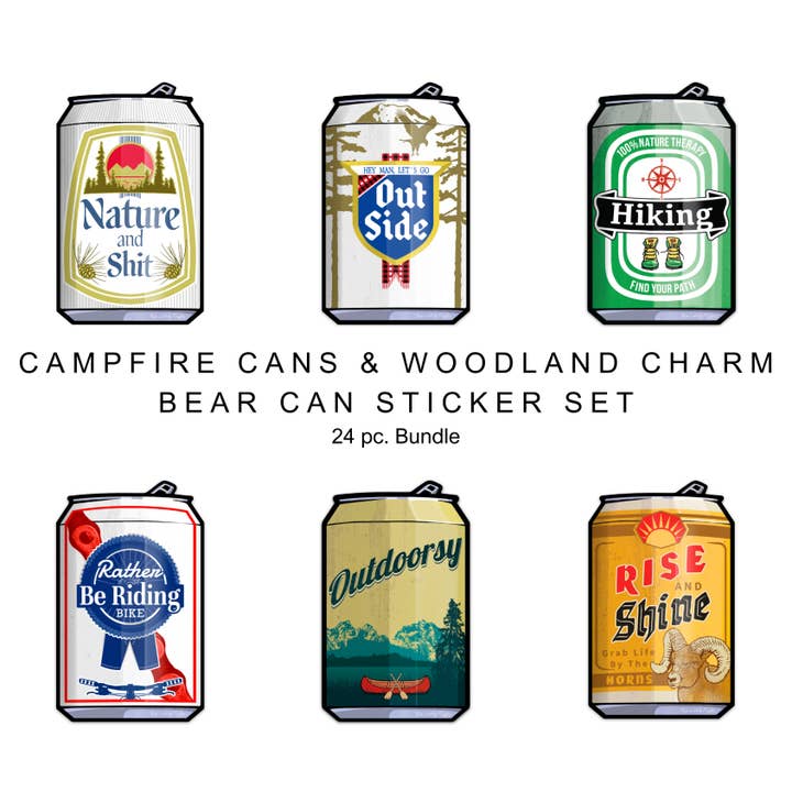 Autocollants Pack d'Autocollants Canette de Bière Plein Air pour la vente par Two Little Fruits