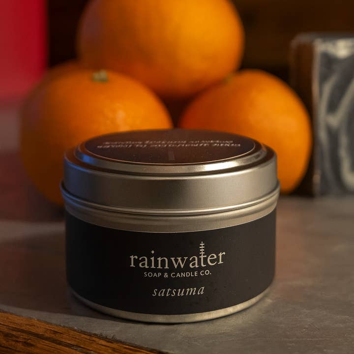 Satsuma Soy Wax Travel Candle for wholesale by Rainwater Soap and Candle Co