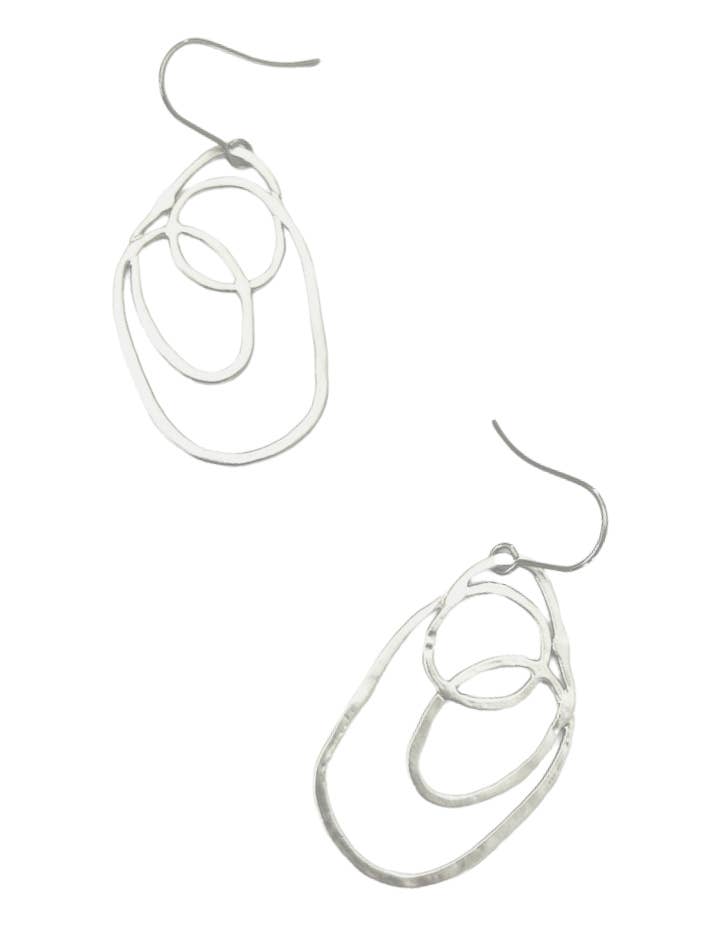 Silver Scribble earrings lightweight stainless steel for wholesale by Amber Leaf Jewellery