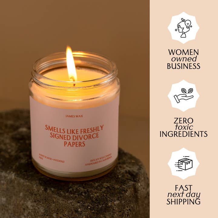 James Wax - Wholesale Jar/Filled Candle - Divorce Gift Smells Like Freshly Signed Divorce Papers Candle For Divorcees Divorce Gift F825