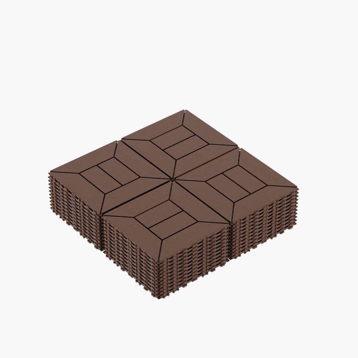 Orange County Decor - Wholesale Outdoor Ornament/Decor - Style 12" Patio Deck Tiles, Diy Module Interlocking Decking Tiles Floor Tile,Easy And Quick Installation Court Tiles For Porch Poolside Balcony Backyard 44Pcs Red Brown Red Brown Polypropylene3
