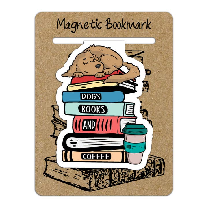 Marque-page magnétique Dogs Books Coffee pour la vente par Swanky Bazaar