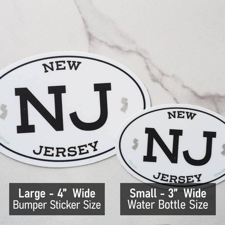 Sentinel Supply - Wholesale Sticker - White Oval New Jersey Bumper Stickers - 3" & 4" NJ Decals6