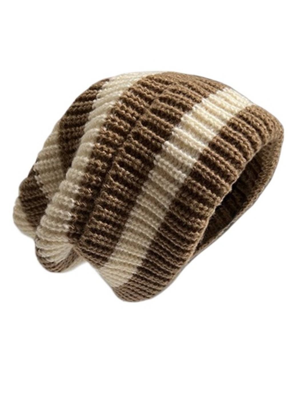 Funkyrel® Atzbranding Limited - Vente Bonnet – femme - Haila - Bonnet d'hiver rayé en tricot pour femme2