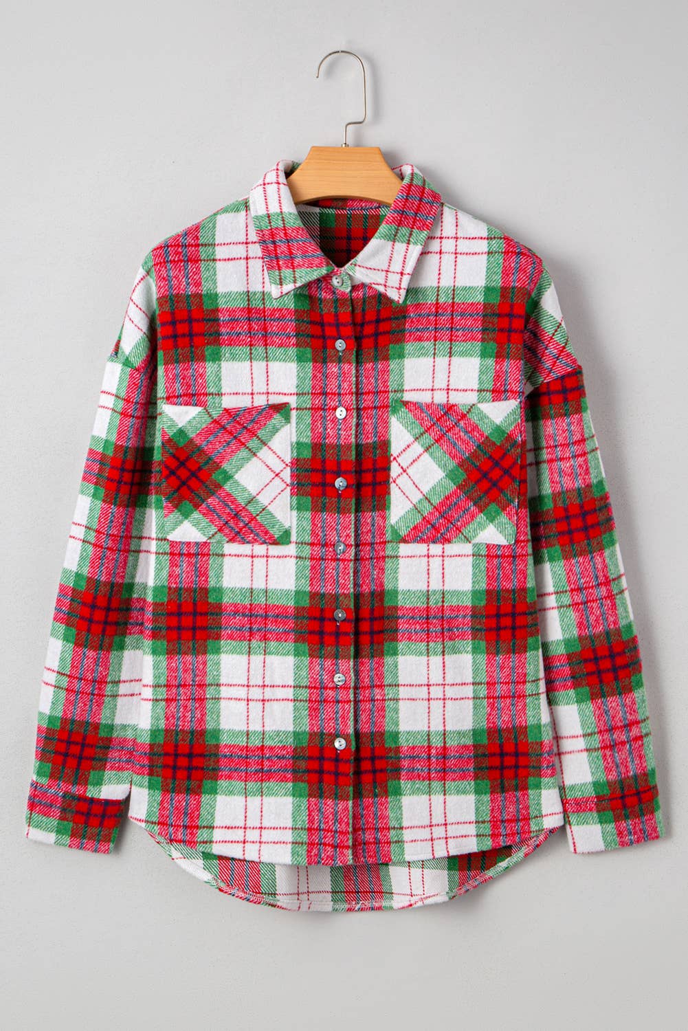 Babs + Birdie – wholesale Shirt Jacket/Shacket - Women’s – Rudolph | Christmas Plaid Casual Flannel Shacket1