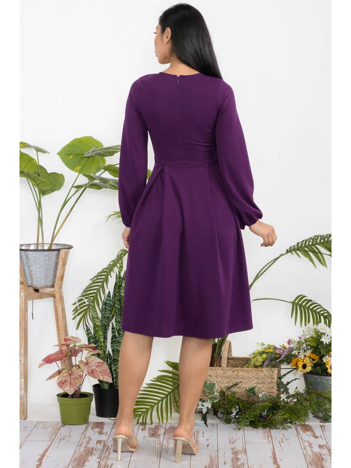H&H Fashion Inc. - Wholesale Dress - Women's - HH772R-S Midi Babydoll 3/4 Sleeve Dress4