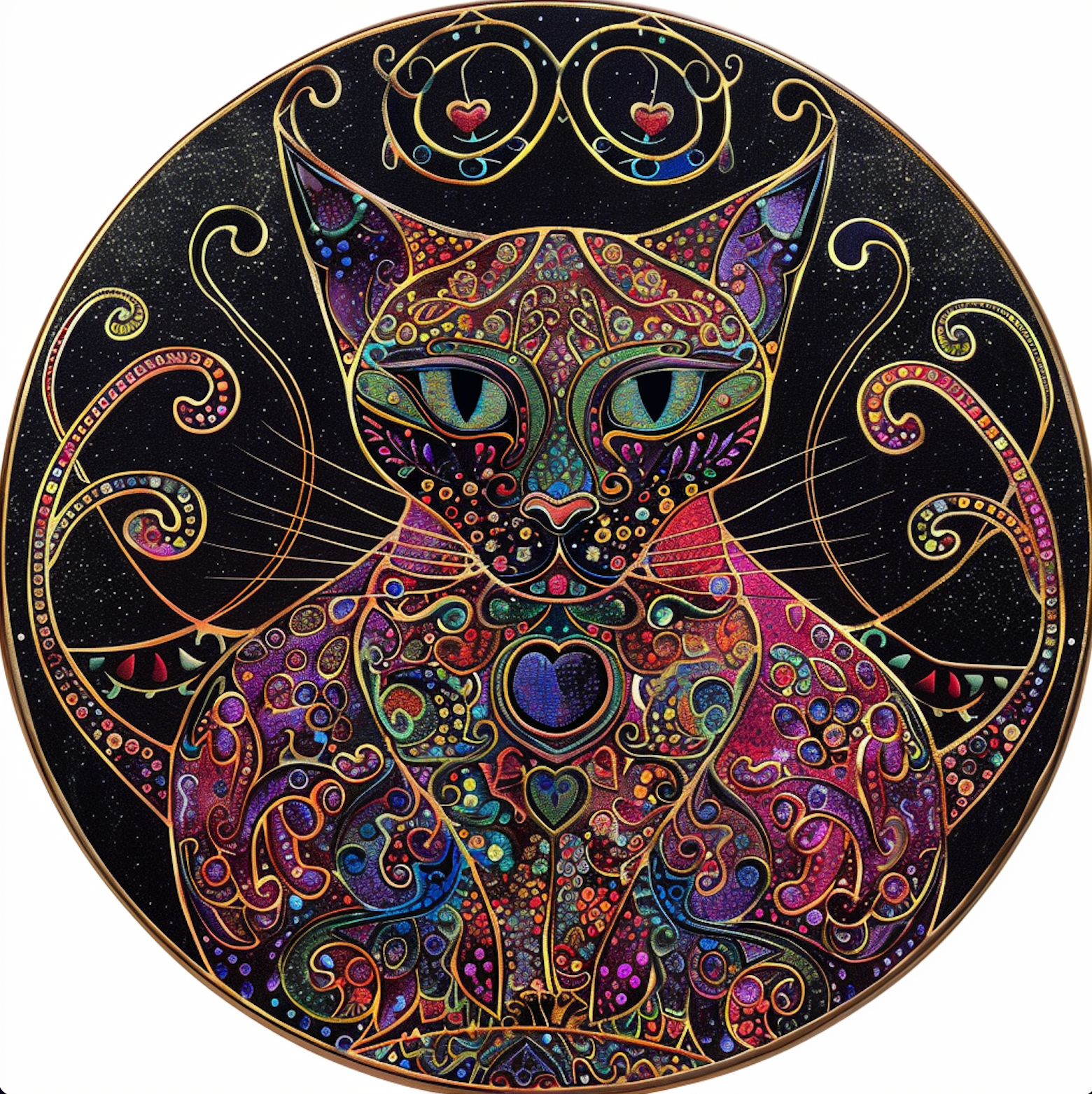 Bodhi Leaf Market - Venta al por mayor Papel pintado 3D - Adorno de pared tamborín con arte de gato místico y cintas, Bodhi Pets3