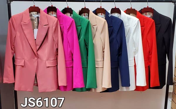 REMOVED BRAND - Wholesale Blazer - Dames - Solide eenknoopssluiting blazer met stretchvoering en klepzakken0