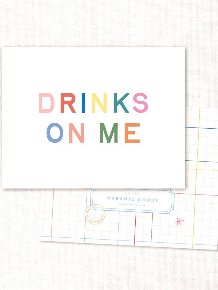 drinks on me card for wholesale by Urbanic Goods