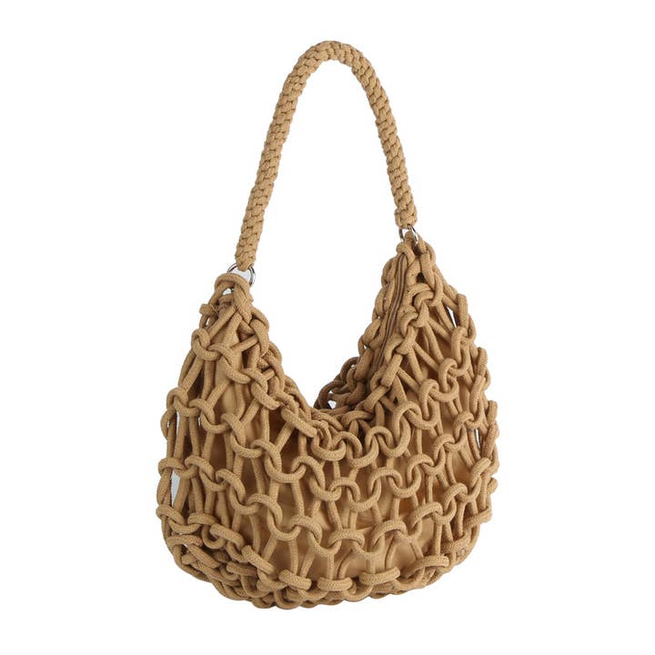 Handbag Factory Corp – Engroshandel Skuldertaske – til kvinder – Macramé skuldertaske med knuder4