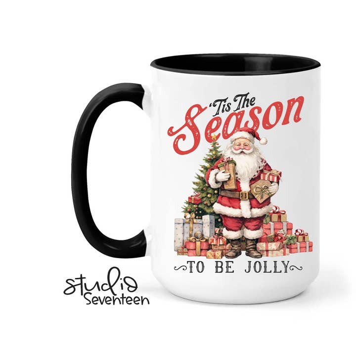 Studio Seventeen - Wholesale Coffee Mug - Tis The Season To Be Jolly Coffee Mug with Vintage Santa1