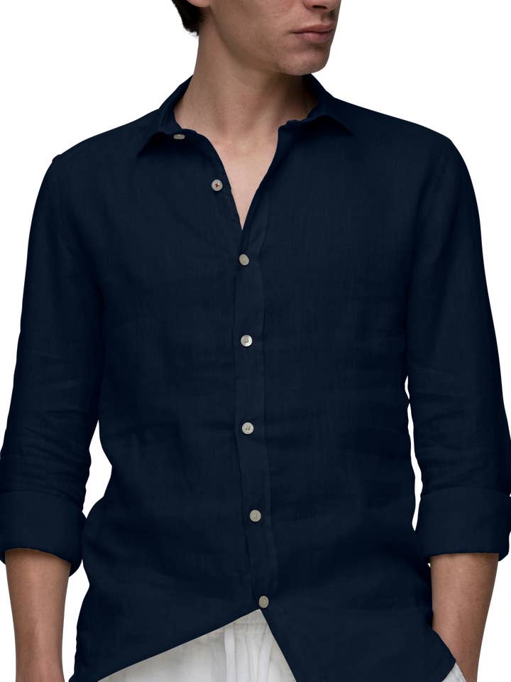 Formentera Camisa Lino Marino-17 para venta al por mayor de Gerry St Tropez