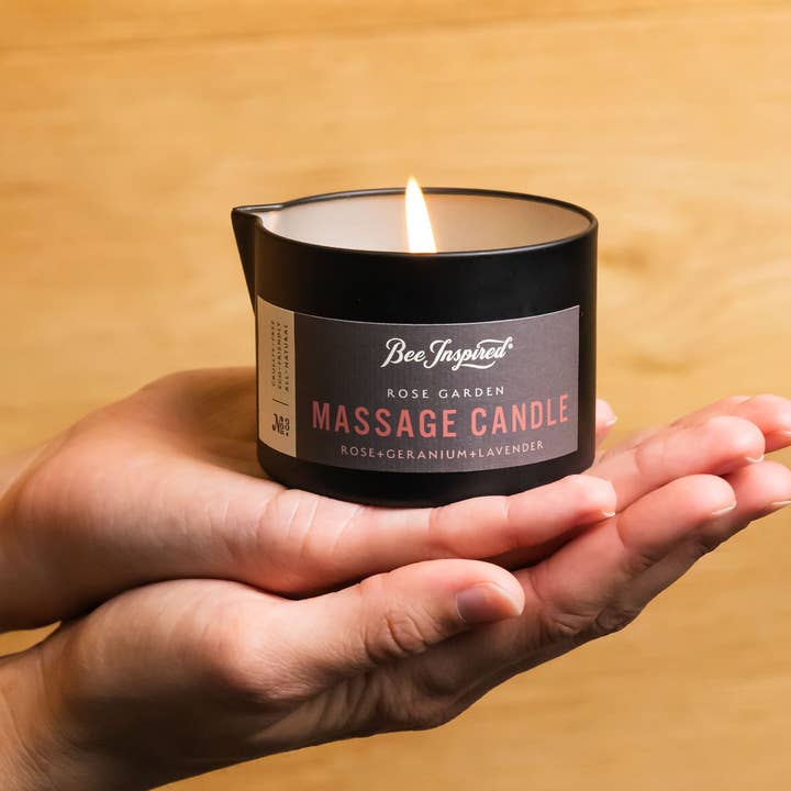 Bee Inspired - Wholesale Massage Oil/Gel - Rose Garden Massage Candle | 5.6oz Rose & Lavender Skincare1