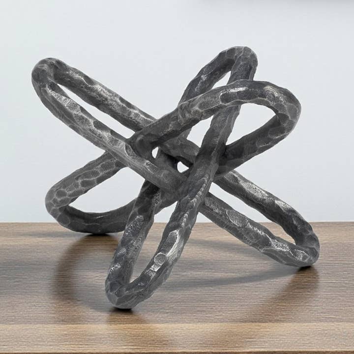 10" Antiqued Silver Metal Chain Link Tabletop Sculpture for wholesale by HomeRoots