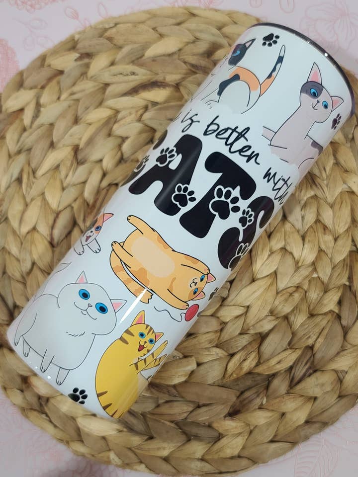 Life is Better with Cats Tumbler for wholesale by Sweet 'n' Fab Creationz