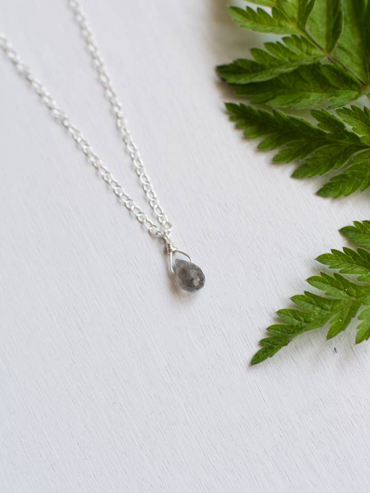 Sterling Silver Labradorite Teardrop Necklace for wholesale by Honeydew Club