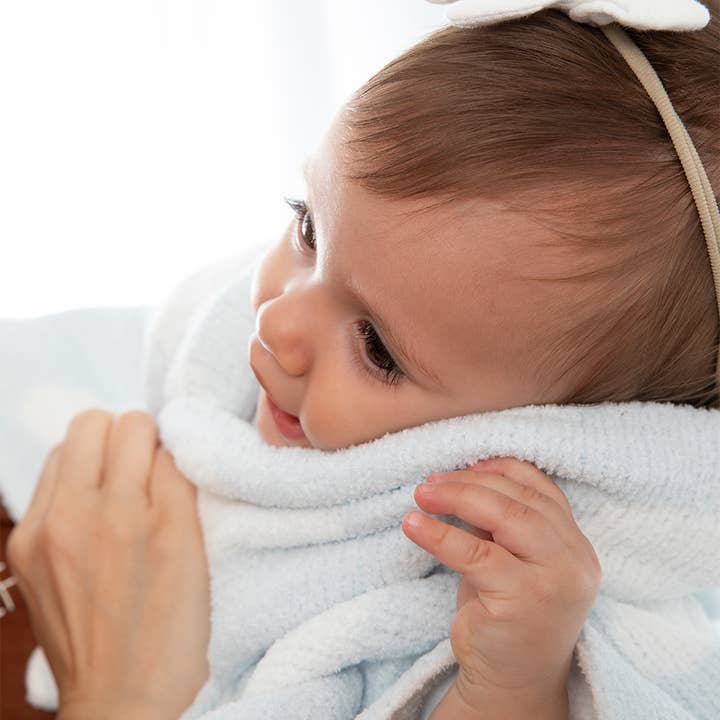 Living Textiles - Wholesale Bedding blanket – Kids & Baby - Chenille Blanket - Blue Clouds1