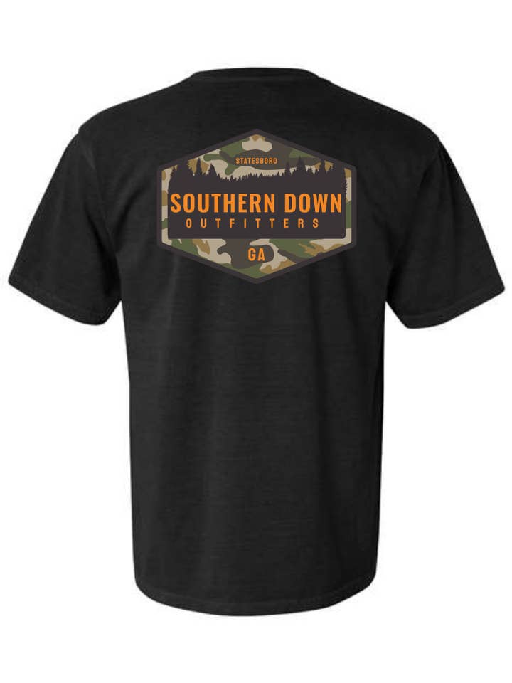 Camo Logo Black Tshirt for wholesale by Southern Down Outfitters