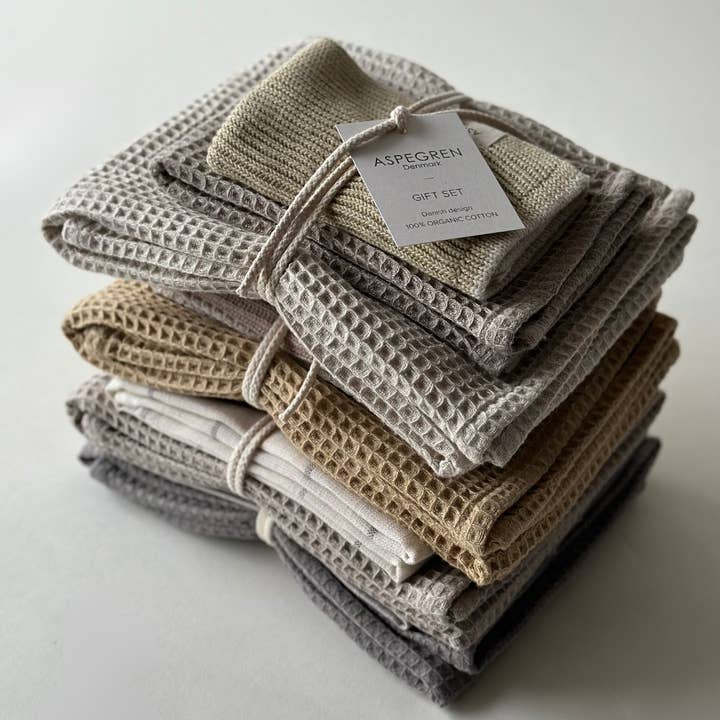 Aspegren Denmark – toalha de cozinha por atacado – Conjunto de oferta - 100% algodão orgânico - Conjunto de 3 - Erva-príncipe2