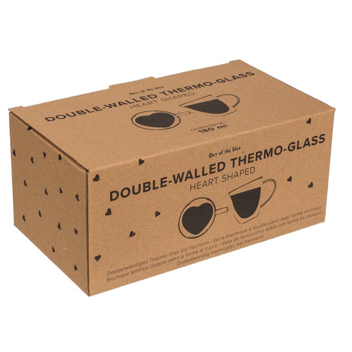 Out of the blue KG – wholesale Drinking glass/cup – Double-walled thermo-glass with heart shape,2