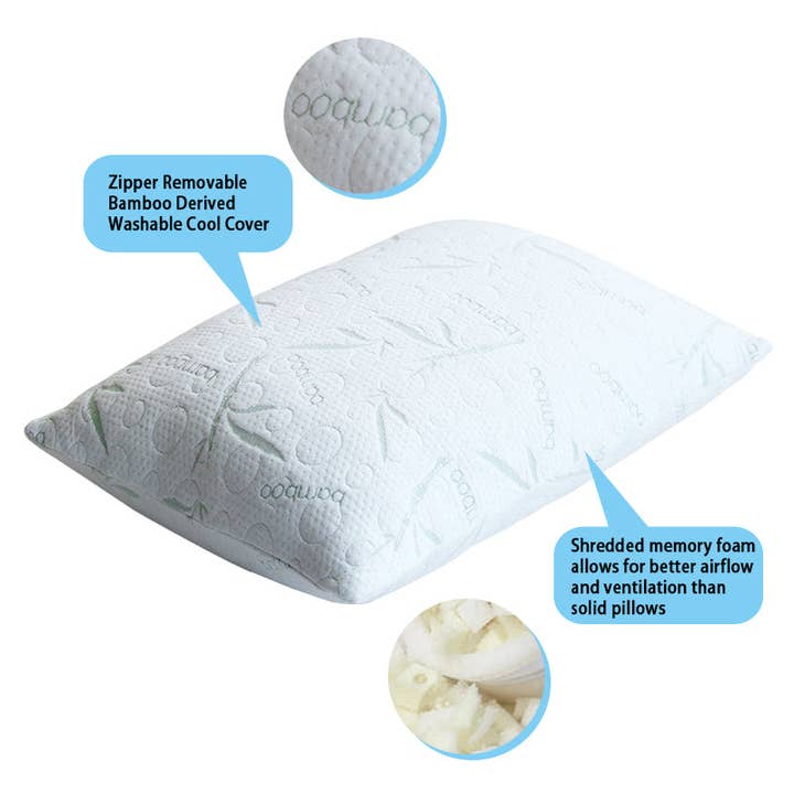 Jenin Home Furnishing Inc - Wholesale Bedding Pillow - 400 SHREDDED MEMORY FOAM BAMBOO PILLOW IN QUEEN & KING SIZE