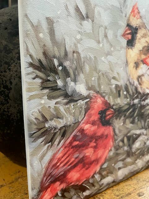 Rustic Nester - Wholesale Art Print - Red Bird Winter canvas art print, seasonal home decor, 1