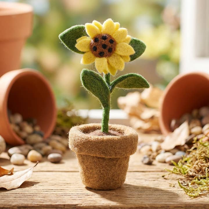 Handmade Felt Garden Sunflower Standing Home Decoration for wholesale by Felt So Good