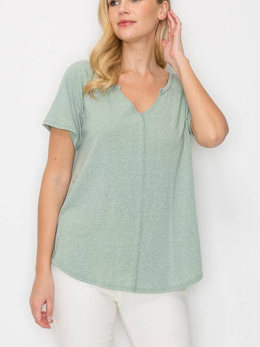 A.gain - Wholesale T-Shirt - Women's - 10884SS627 - SOLID V NECK TOP