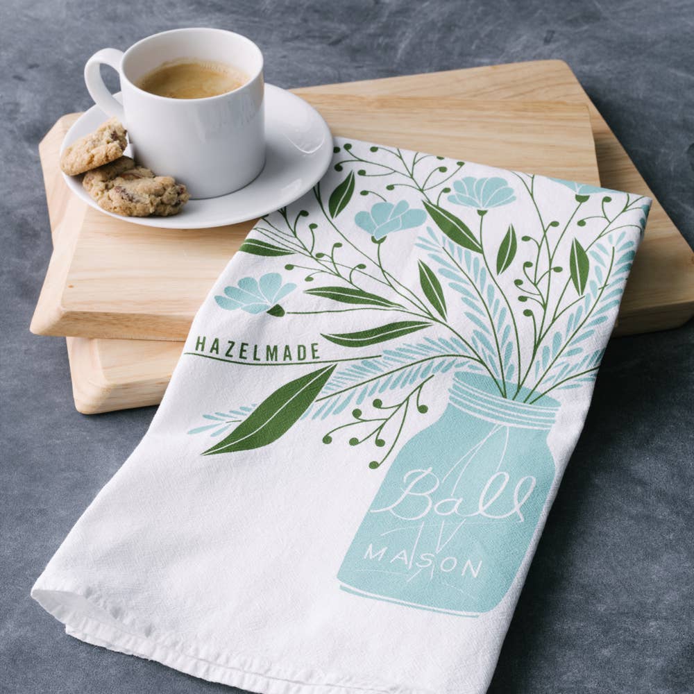 HAZELMADE® Tea Towels + Gifts – Großhandel Geschirrtücher – Mason Jar Blumen Geschirrtuch | Küchendekor1