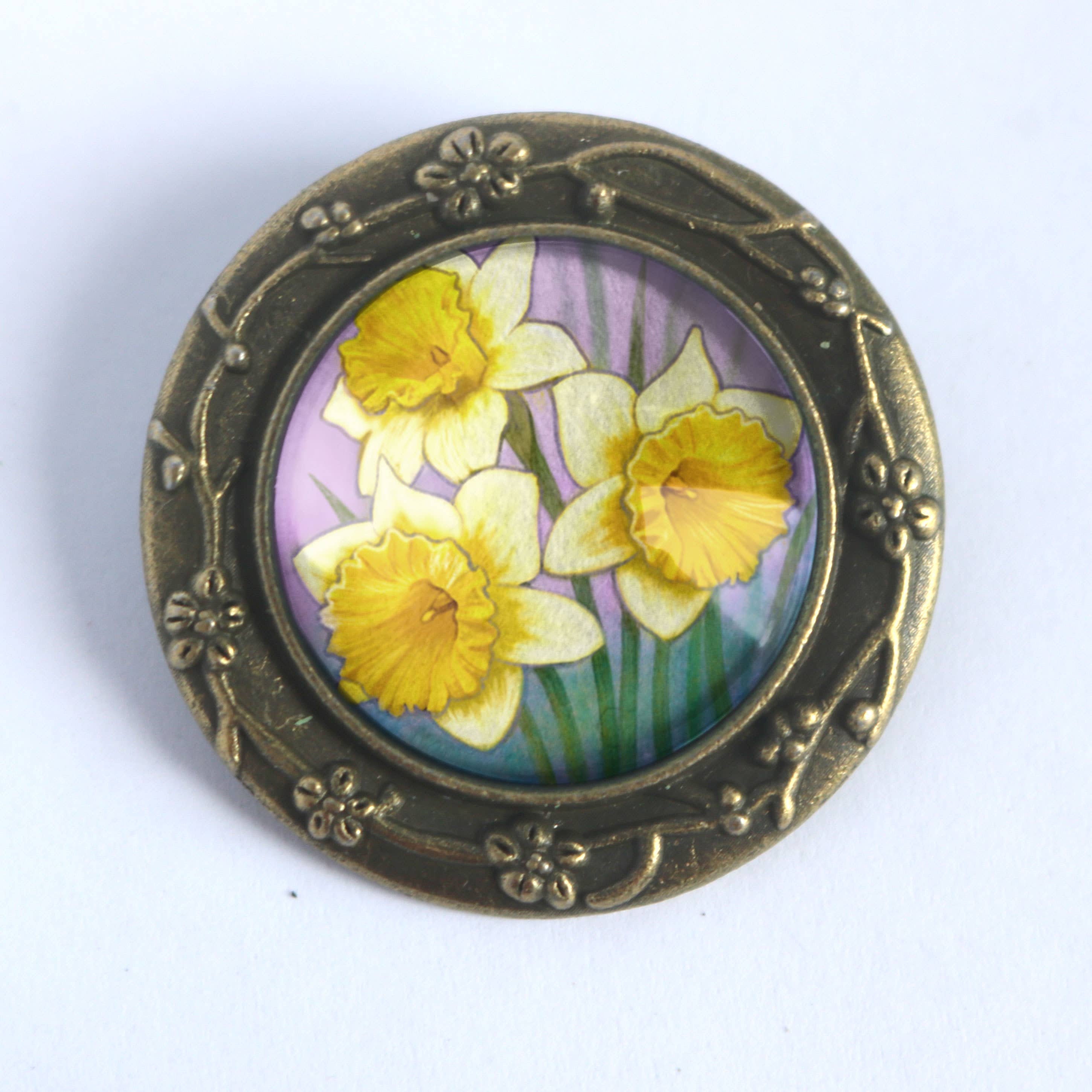 The Divine Iguana – wholesale Brooch – Art Nouveau Daffodil Flower Cottage Core Brooch3