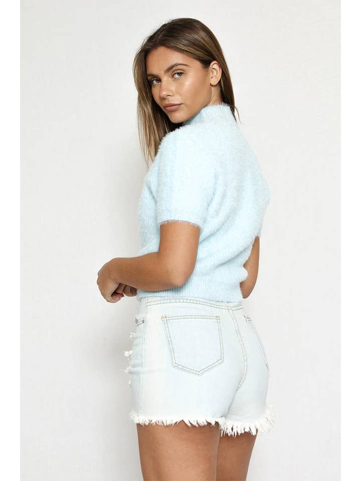 Miss Sparkling - Wholesale Knit Top - Women's - Fuzzy mock collar top2