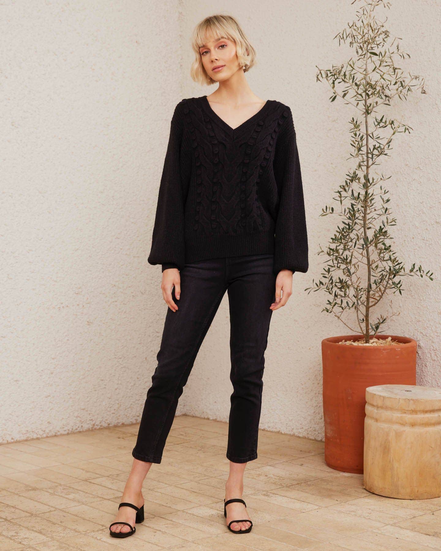 Twosisters The Label - Wholesale Knit Sweater - Women's - Hailey Knit - Black1