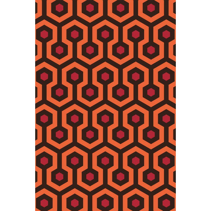 Poster artistico con motivo a esagoni del tappeto retrò dell'Overlook Hotel per la vendita all'ingrosso da parte di Gotham Gifts