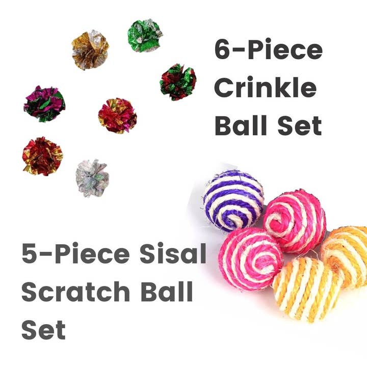 Cat Box Classics - Wholesale Pet Toy - Cat - 6-Piece Cat Crinkle Balls Play Pack