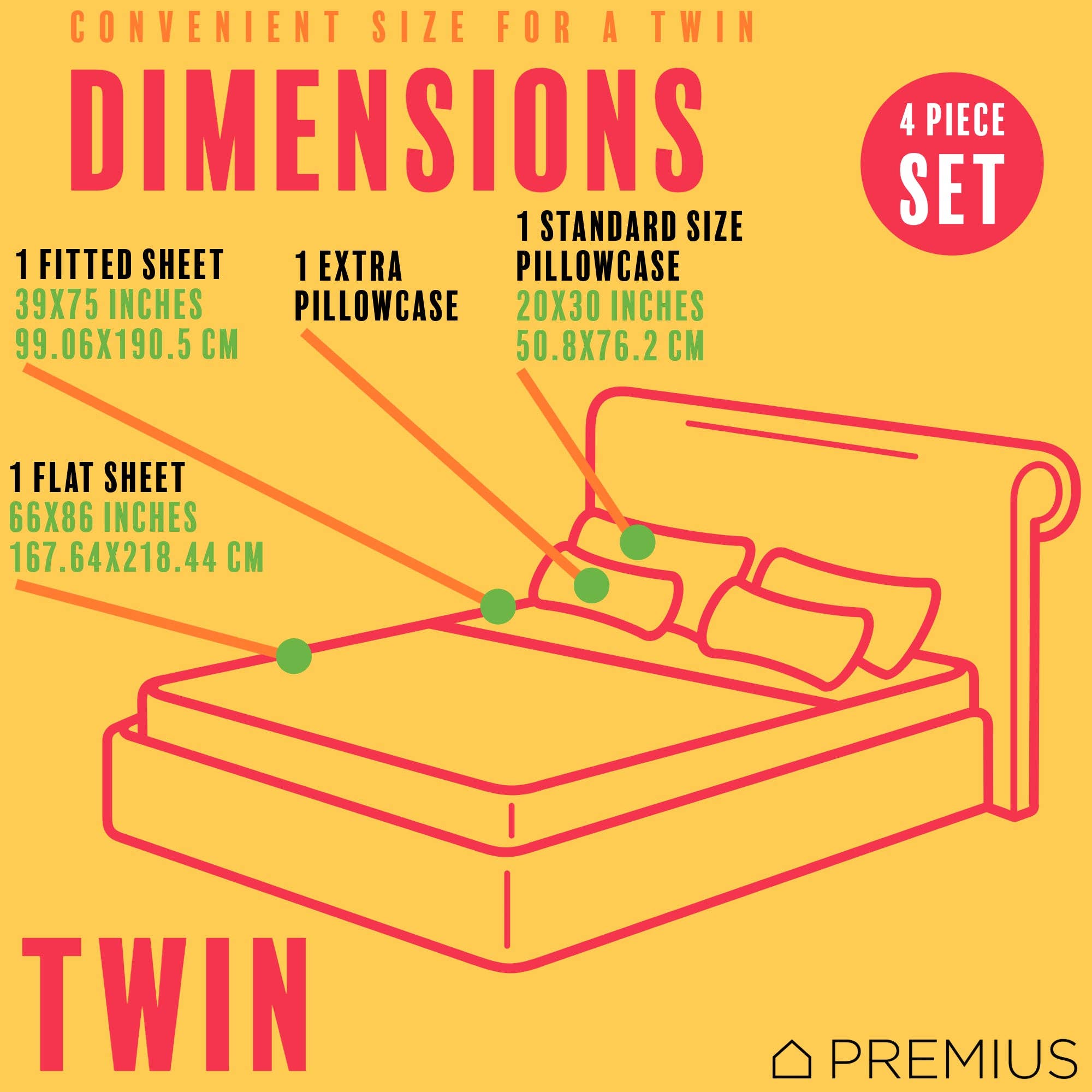 ShopBobbys - Wholesale Sheet Set - PREMIUS Montego Soft Wrinkle-Free Microfiber Sheet Set, Green-Yellow11