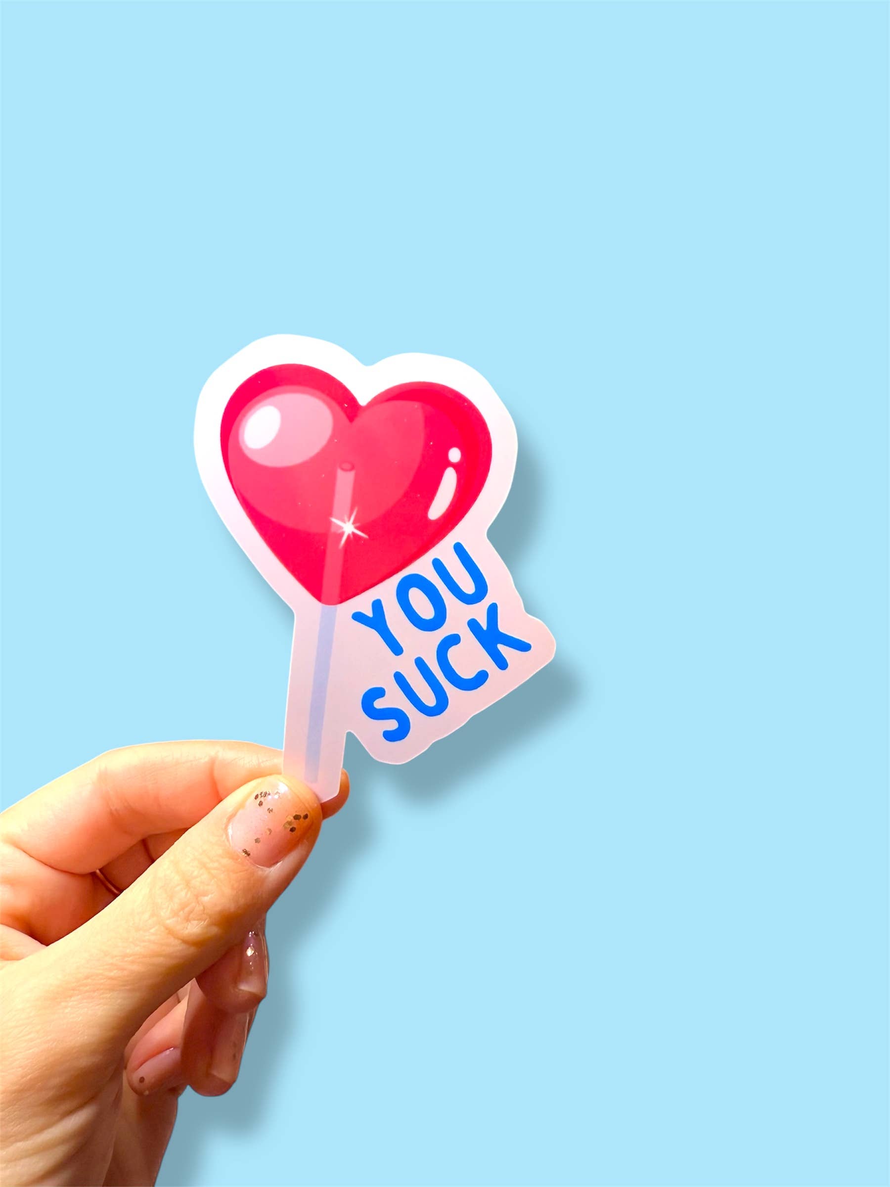 Tiny Baker Creations - Wholesale Sticker - You Suck Heart Lollipop Vinyl Sticker | Funny4