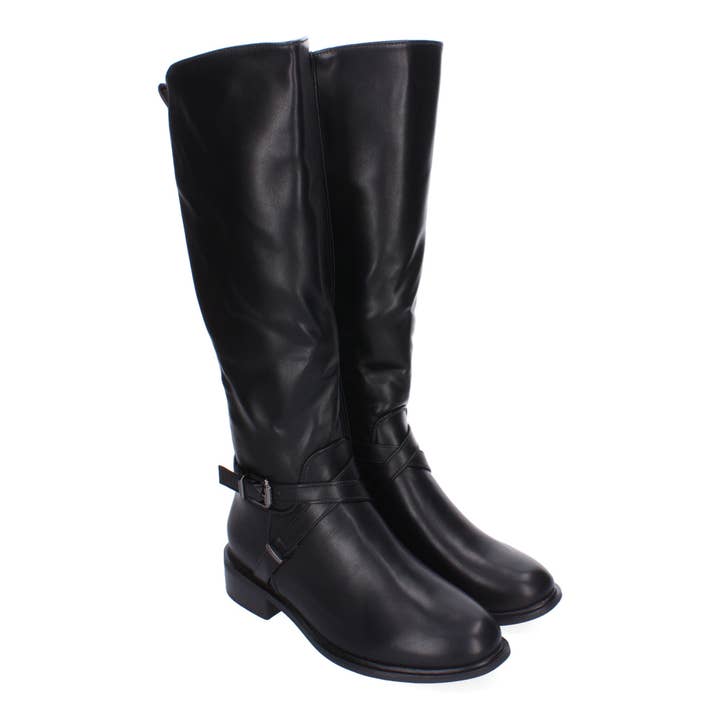 Comfortable and Elegant Women's Heeled Boots with Buckle and Side Zipper for wholesale by Brideluxe Mayorista