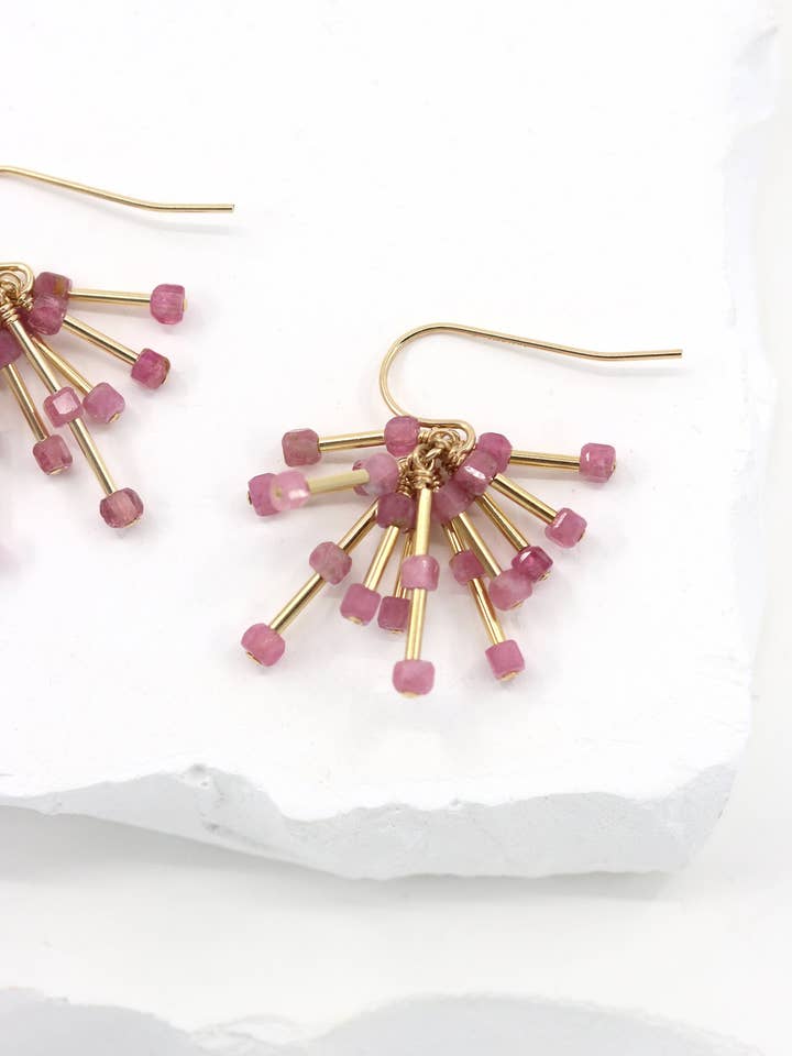 Pink Tourmaline Starburst Earrings for wholesale by Mickey Lynn