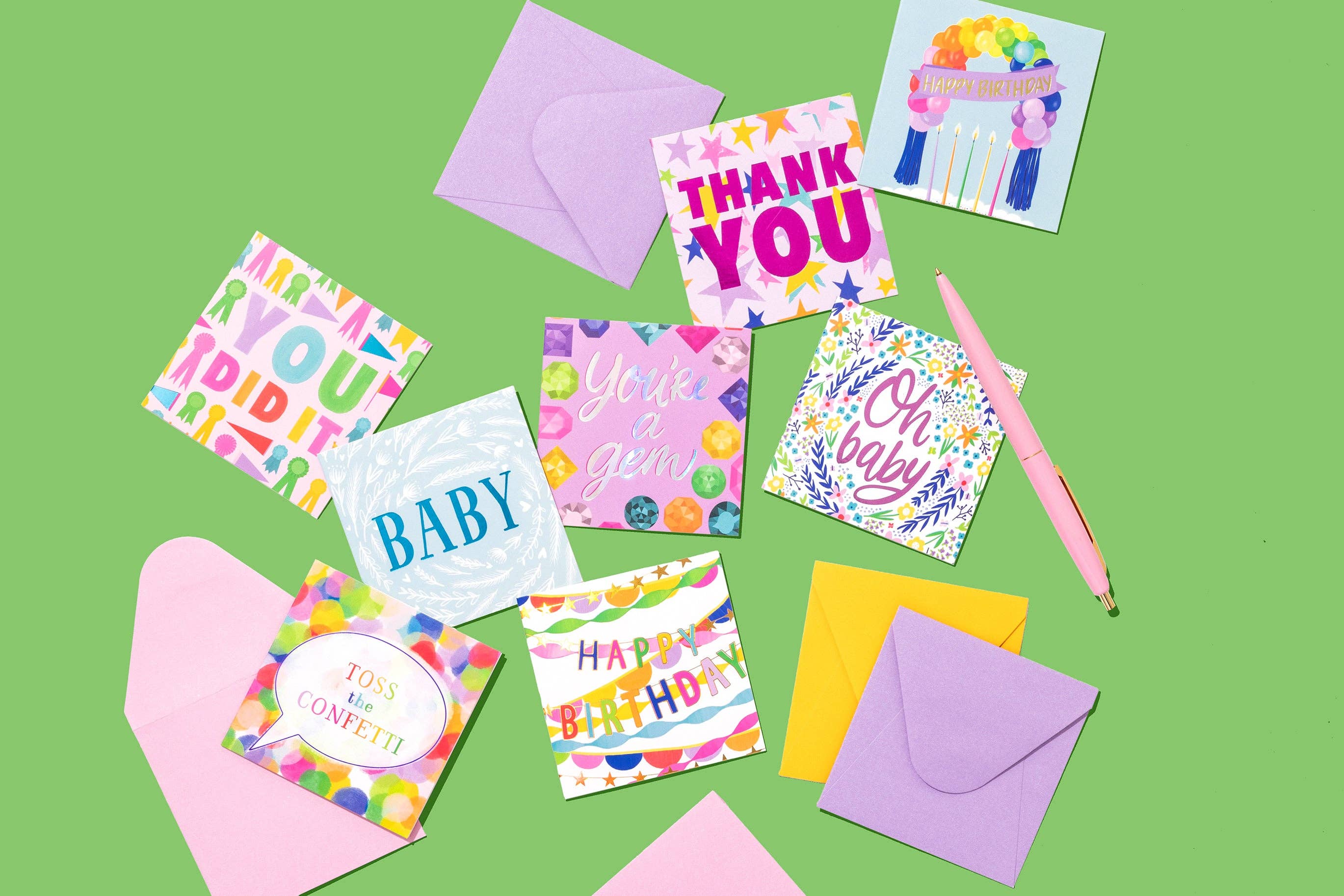 Taylor Elliott Designs - Wholesale Everyday Greeting Card - 54 Gift Enclosure Cards & Envelopes w/ Pink Acrylic Display3