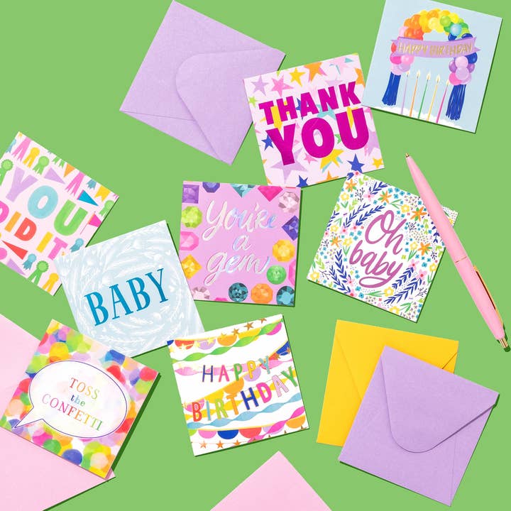Taylor Elliott Designs - Wholesale Everyday Greeting Card - 54 Gift Enclosure Cards & Envelopes w/ Pink Acrylic Display3
