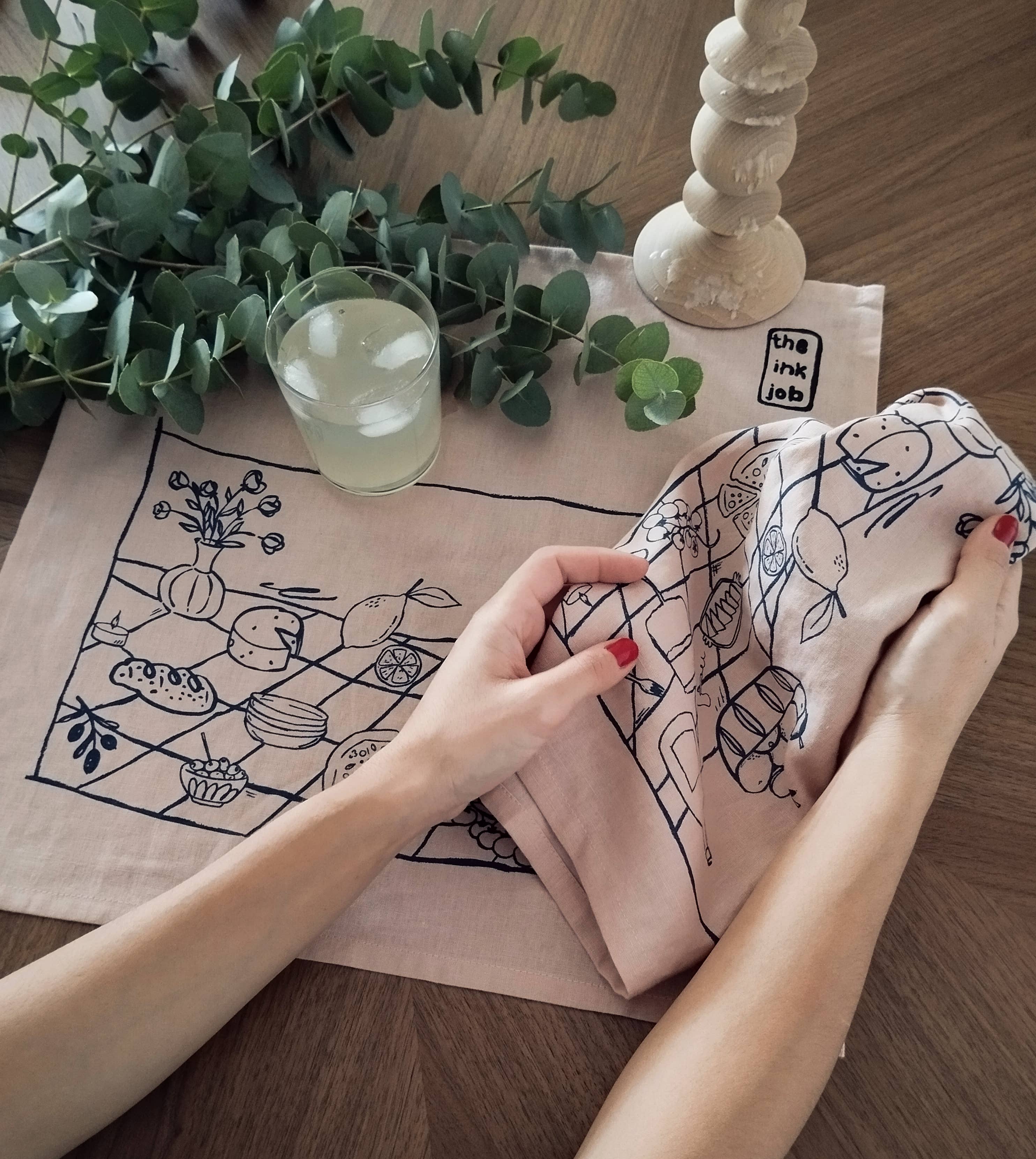 The Ink Job - Wholesale Tea Towel - Picnic Print Linen Kitchen Towel6