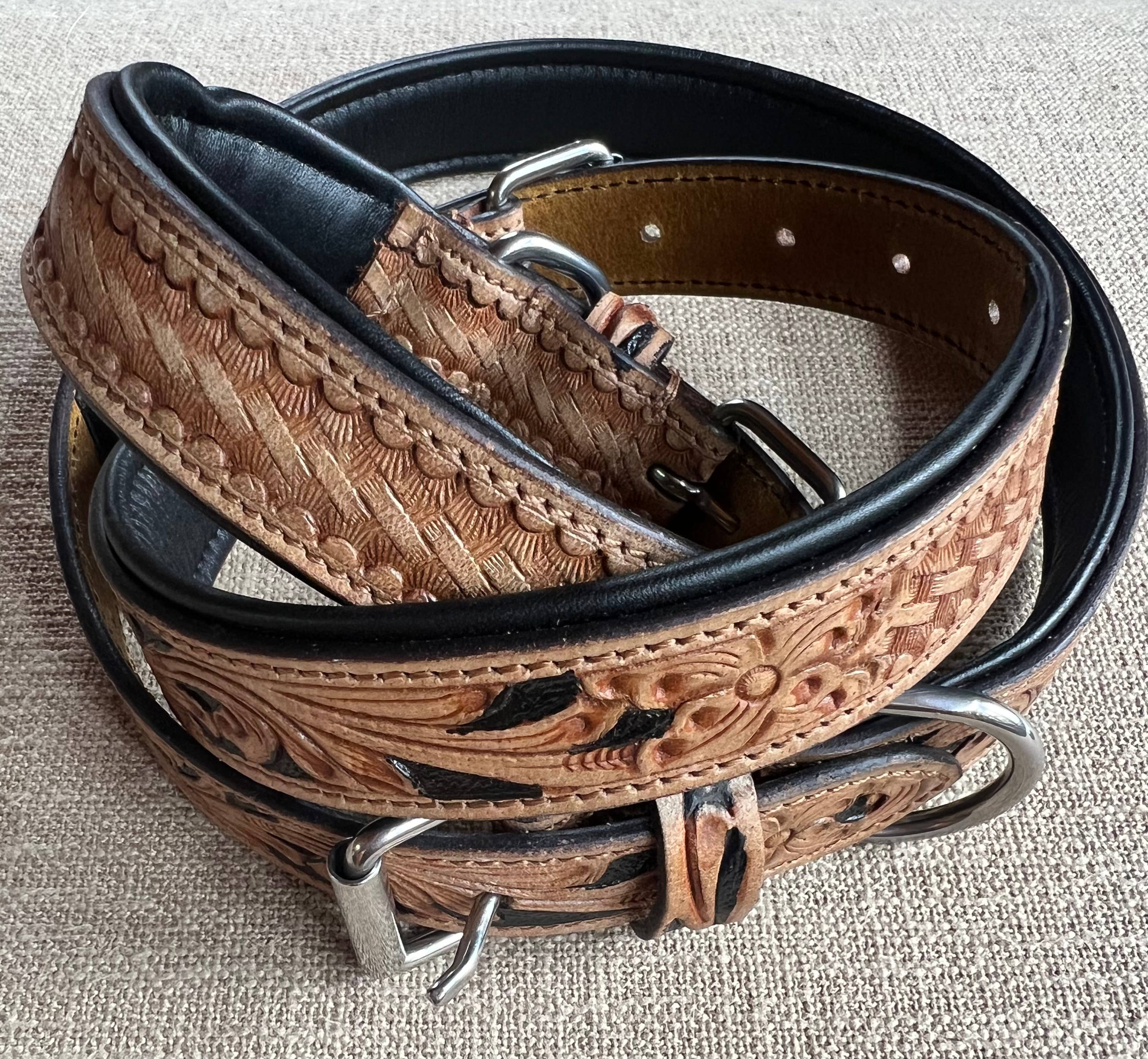 Westrian International - Wholesale Pet Leash - Dog - BISBEE Tooled Leather Basket stamp western dog leash collar1