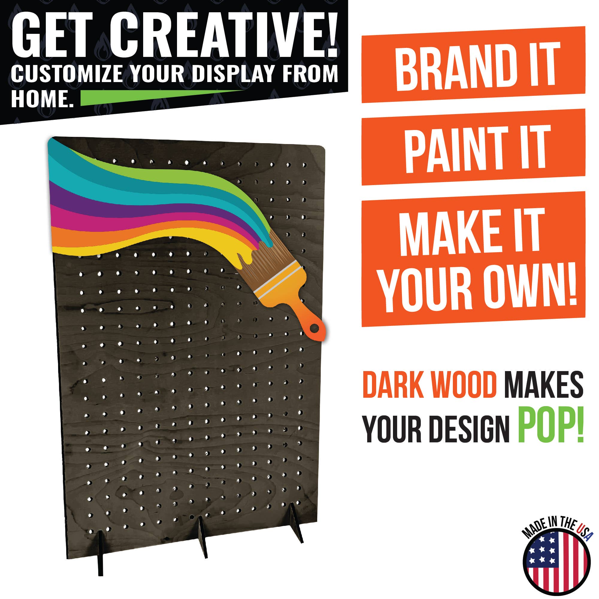 Torched Displays – wholesale Retailer display stand/case – Pegboard Display - Various Sizes and Colors61